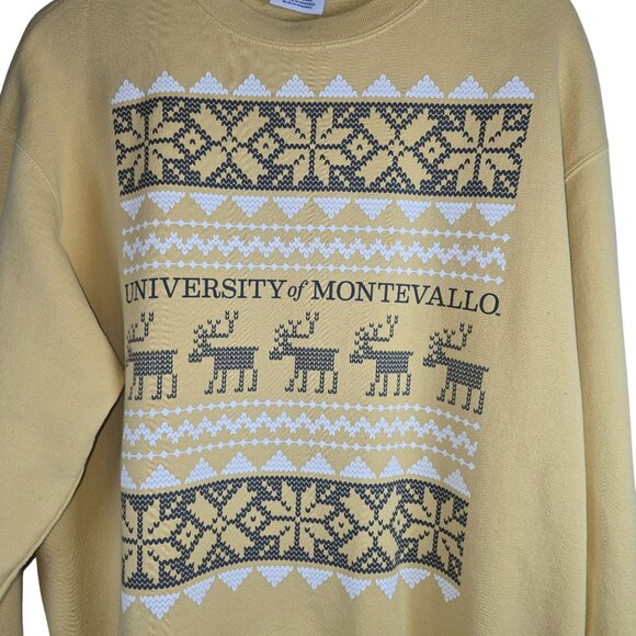 Champion Eco Authentic University of Montevallo Purple Gold Christmas Sweatshirt - Picture 2 of 9